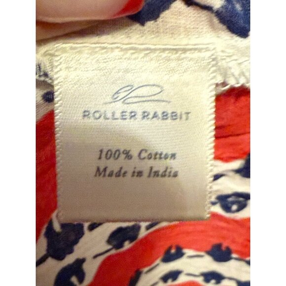 Roller Rabbit 3/4 Sleeve Red White and Blue Baggy Off the Shoulder Blouse Size L - Picture 4 of 16